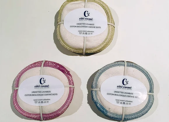 Côté Cosmé – Lingettes Démaquillantes  – Coton Bio Lavable – Lot