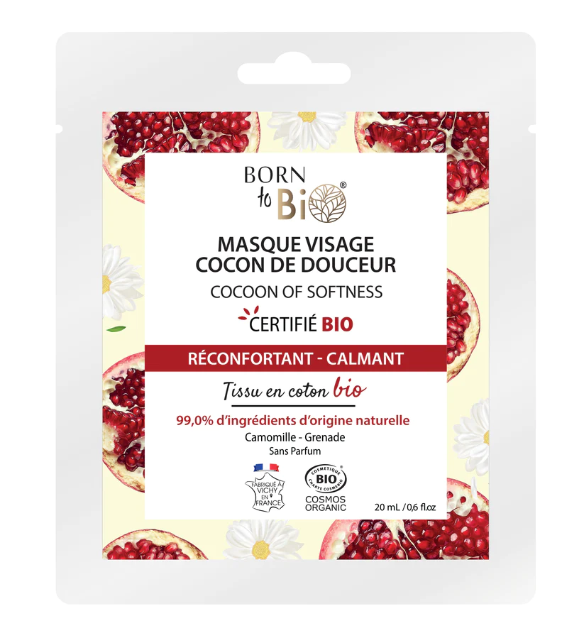 Born to Bio- Masque Visage Cocon de Douceur – Camomille & Grenade (20 ml)